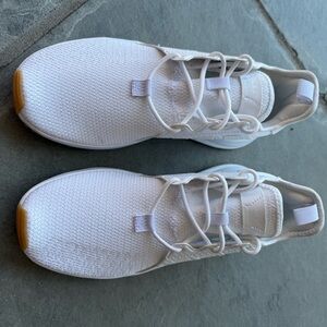 Adidas White Mesh Sneakers with Gold Accents